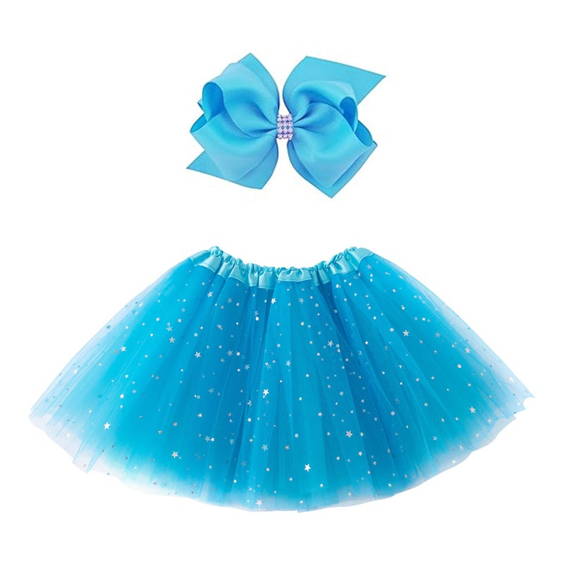 JastoreÂ® Girls Layered Stars Sequins Tutu Skirt Princess Ballet Dance Dress (Blue) - Image 1